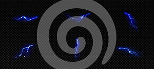 Lightning effect blue small thunderstorm strikes