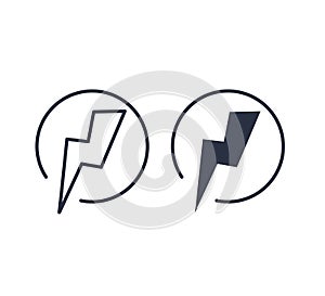 Lightning Electric Icon Vector Illustration. Battery button. Power vector logo design element. Energy and thunder
