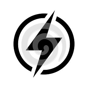 Lightning, electric power icon. Energy and thunder electricity symbol. Lightning bolt sign in the circle.