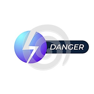 Lightning, electric power vector logo design element. Energy and thunder electricity symbol concept. Danger sign in the circle.