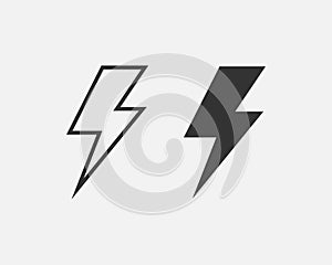 Lightning, electric power, voltage vector. Energy and thunder electricity symbol