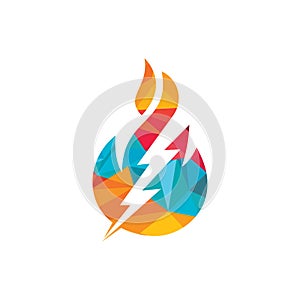 Lightning fire vector logo design template. Fire energy and voltage logo concept.