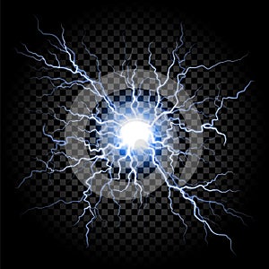 Lightning flash light thunder on transparent background