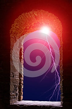 Lightning flash stone window