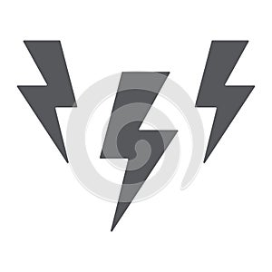 Lightning glyph icon, storm and forecast, thunder sign, vector graphics, a solid pattern on a white background.