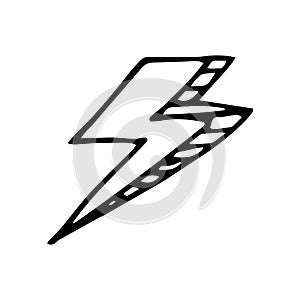 lightning hand drawn doodle, vector. icon, sticker.