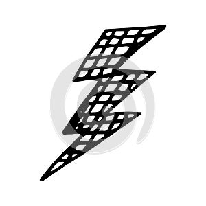 lightning hand drawn doodle, vector. icon, sticker.