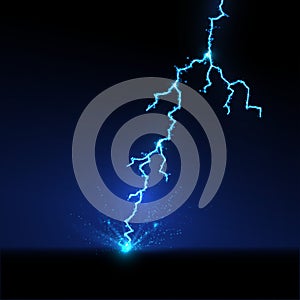 Lightning hit the ground. Vector illustration