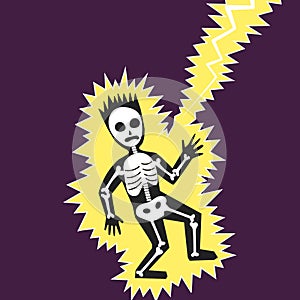 Lightning hit the man cartoon vector illustration