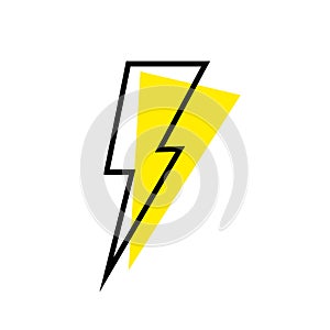 Lightning icon. Abstract linear lightning icon.