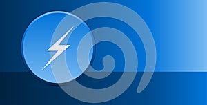 Lightning icon glassy modern blue button abstract background