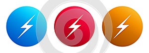Lightning icon premium trendy round button set