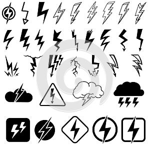 Lightning icon vector set. levin illustration sign collection. power symbol. weather logo.