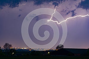 Lightning with landscape.