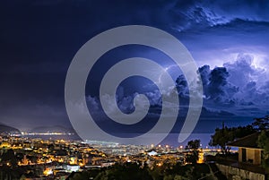 Lightning on the Ligurian Sea, Tigullio gulf - Chiavari, Lavagna and Sestri Levante photo