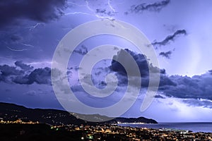 Lightning on the Ligurian Sea, Tigullio gulf - Chiavari, Lavagna and Sestri Levante photo