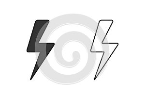 Lightning Line Icon set vector. Lightning, electric power vector. Energy and thunder electricity symbol concept.