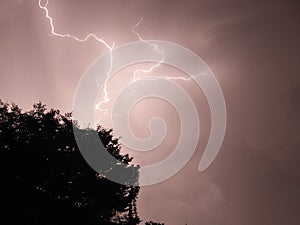 Lightning lines during the night