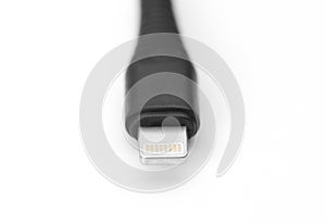 Lightning mobile charging cable isolated on white