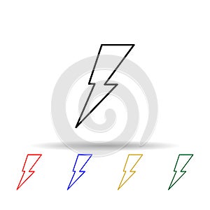 lightning multi color style icon. Simple thin line, outline vector of web icons for ui and ux, website or mobile application