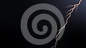 lightning nature flash rain sky. Isolated electrical lightning strike visual effect on black background