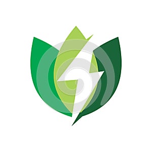 Lightning nature greeen energy logo design
