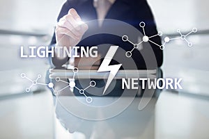 Lightning network - second layer payment protocol that operates on top of a blockchain. Bitcoin, internet payment.