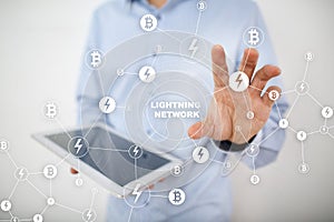Lightning network - second layer payment protocol that operates on top of a blockchain. Bitcoin, cryptocurrency