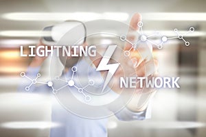 Lightning network - second layer payment protocol that operates on top of a blockchain. Bitcoin, internet payment.