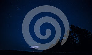 Lightning in the night sky