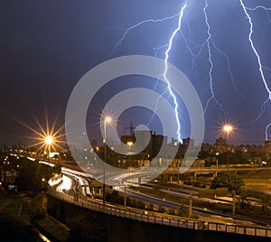 Lightning over the city