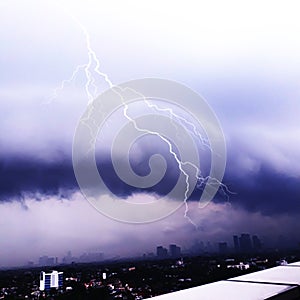 Lightning over the city