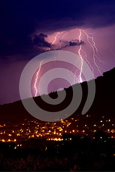 Lightning over city