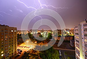 Lightning over the city