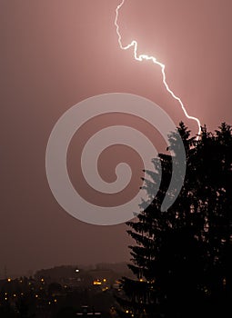 Lightning over the city