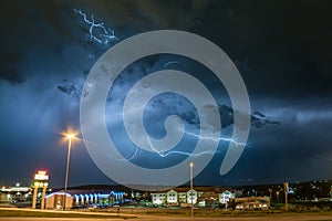 Lightning over Rapid City, South Dakota.