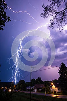 Lightning in purple sky photo