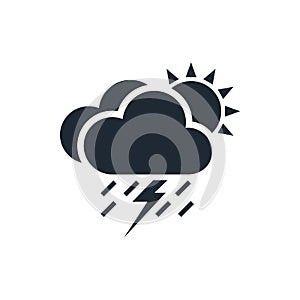 Lightning rain cloud sun meteo icon