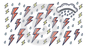 Lightning and rain: Dynamic seamless storm pattern, vector design Generative AI