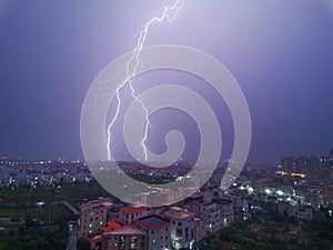 lightning in raining night