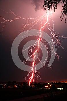 Lightning Red Bolt Branching Flash photo