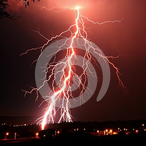 Lightning Red Bolt Branching Flash