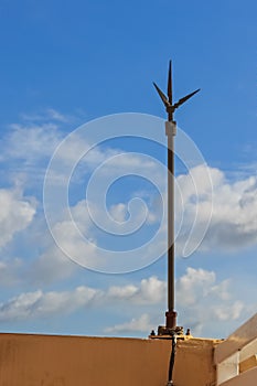 Lightning Rod against Blue Sky Background