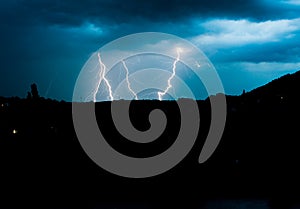 Lightning on the sky during summer storm