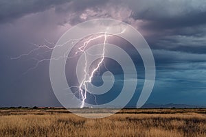 Lightning storm with dark stormy sky