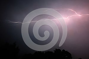 Lightning Storm. A dramatic lightning storm in the night sky with striking lightning bolts.