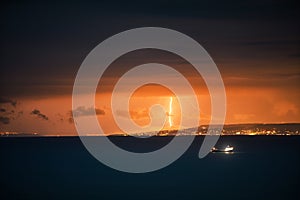 Lightning storm over Black sea near Varna, Bulgaria