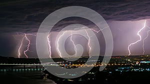 Lightning storm over the city.