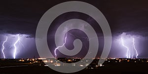 Lightning storm over city