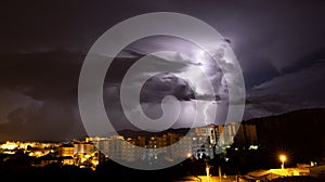 Lightning during a storm over the city of iglesias, south sardinia